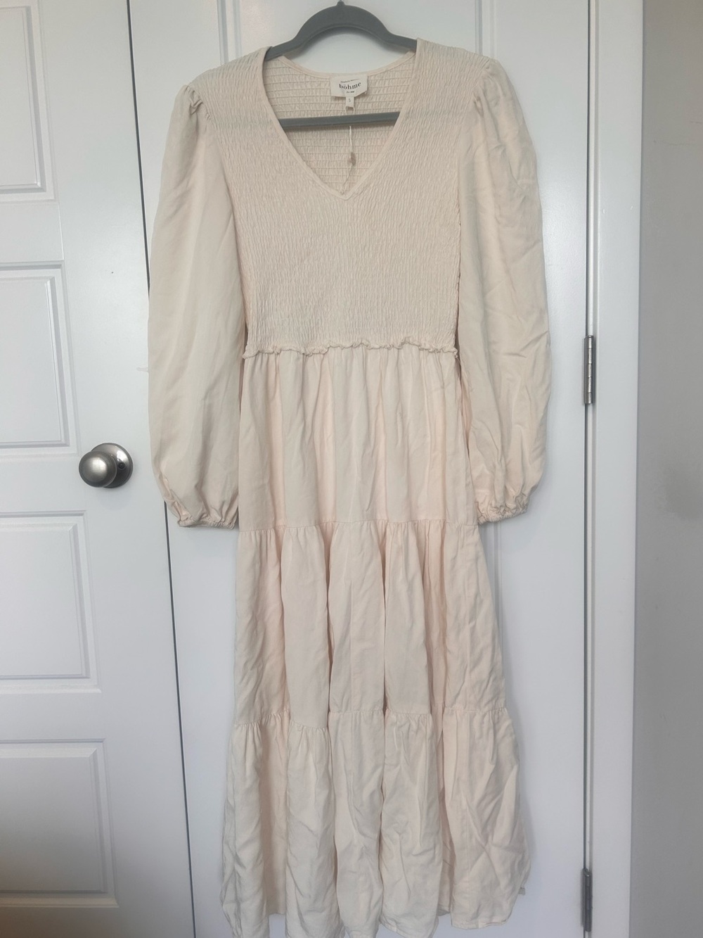 Bohme Small Smocked V-Neck Tiered Maxi Dress